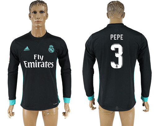 2017 18 Real Madrid 3 PEPE Away Long Sleeve Thailand Soccer Jersey