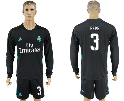 2017 18 Real Madrid 3 PEPE Away Long Soccer Jersey