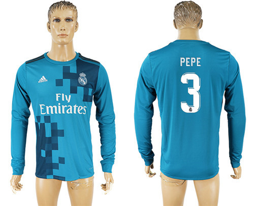 2017 18 Real Madrid 3 PEPE Third Away Long Sleeve Thailand Soccer Jersey