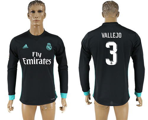 2017 18 Real Madrid 3 VALLEJO Away Long Sleeve Thailand Soccer Jersey