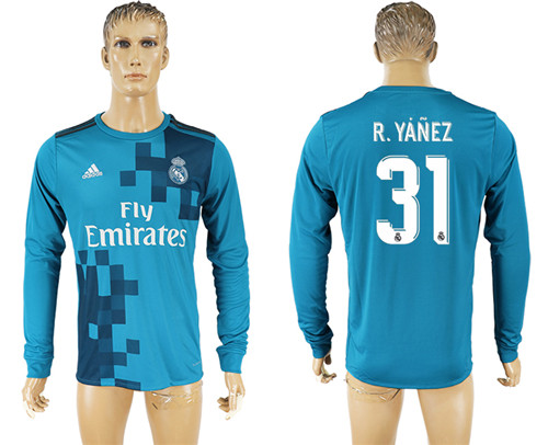 2017 18 Real Madrid 31 R.YANEZ Third Away Long Sleeve Thailand Soccer Jersey