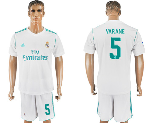 2017 18 Real Madrid 5 VARANE Home Soccer Jersey