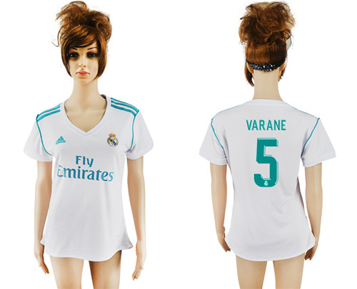 2017 18 Real Madrid 5 VARANE Home Women Soccer Jersey