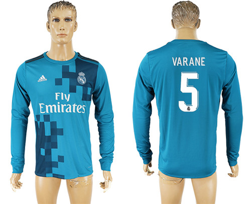 2017 18 Real Madrid 5 VARANE Third Away Long Sleeve Thailand Soccer Jersey