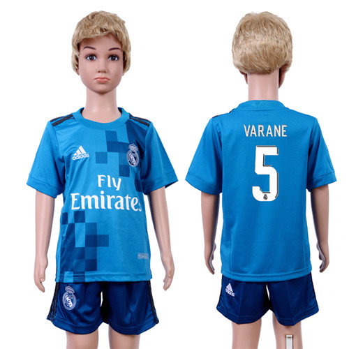 2017 18 Real Madrid 5 VARANE Third Away Youth Soccer Jersey