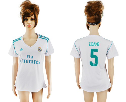 2017 18 Real Madrid 5 ZIDANE Home Women Soccer Jersey