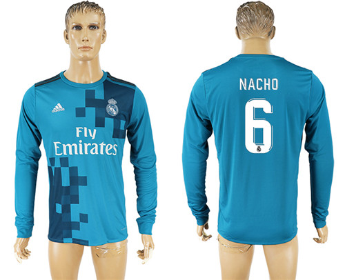 2017 18 Real Madrid 6 NACHO Third Away Long Sleeve Thailand Soccer Jersey