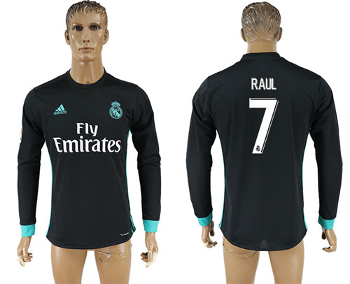 2017 18 Real Madrid 7 RAUL Away Long Sleeve Thailand Soccer Jersey