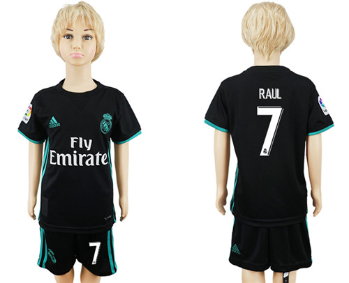 2017 18 Real Madrid 7 RAUL Away Youth Soccer Jersey