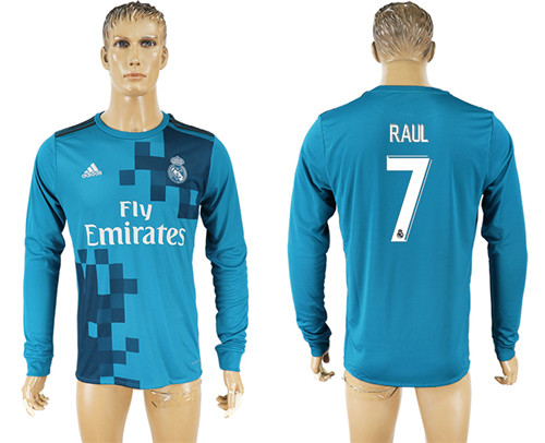 2017 18 Real Madrid 7 RAUL Third Away Long Sleeve Thailand Soccer Jersey
