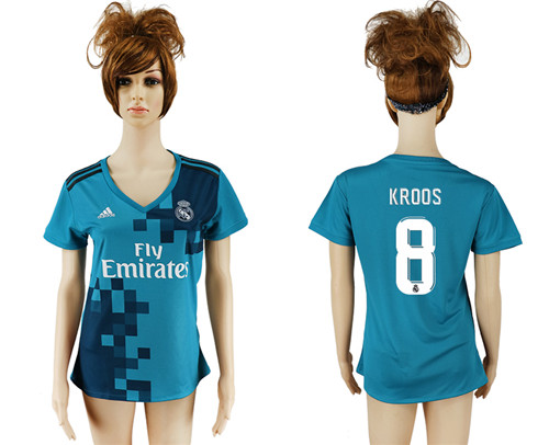 2017 18 Real Madrid 8 KROOS Third Away Women Soccer Jersey