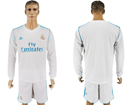 2017 18 Real Madrid Home Long Sleeve Soccer Jersey
