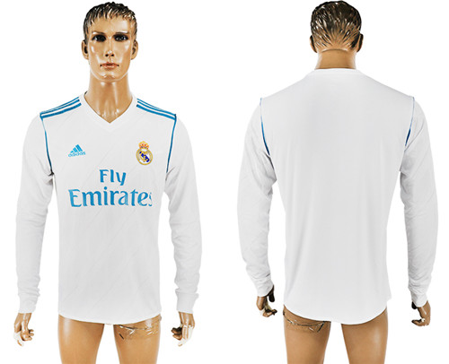 2017 18 Real Madrid Home Long Sleeve Thailand Soccer Jersey