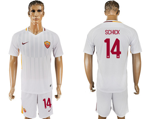 2017 18 Roma 14 SCHICK Away Soccer Jersey