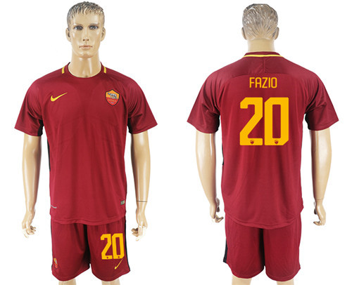 2017 18 Roma 20 FAZIO Home Soccer Jersey