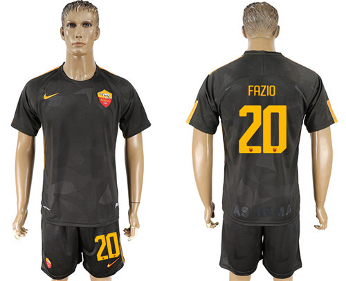 2017 18 Roma 20 FAZIO Third Away Soccer Jersey