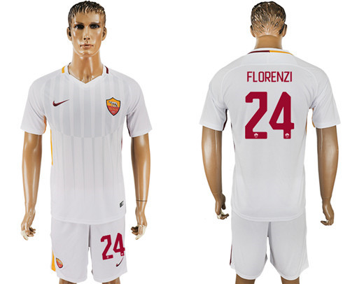 2017 18 Roma 24 FLORENZI Away Soccer Jersey