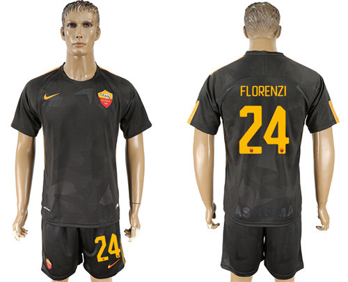 2017 18 Roma 24 FLORENZI Third Away Soccer Jersey