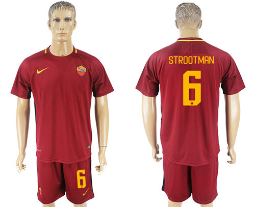 2017 18 Roma 6 STROOTMAN Home Soccer Jersey