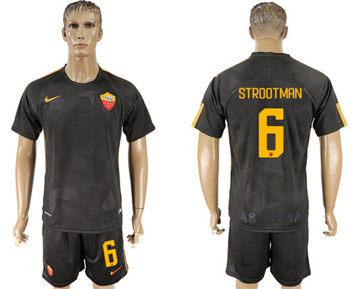 2017 18 Roma 6 STROOTMAN Third Away Soccer Jersey