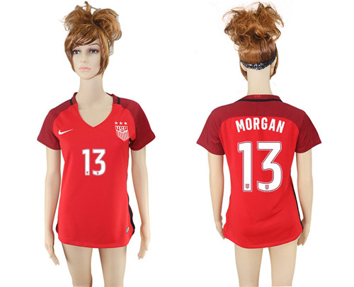 2017 18 USA 13 MORGAN Away Women Soccer Jersey