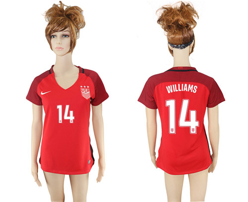 2017 18 USA 14 WILLIAMS Away Women Soccer Jersey