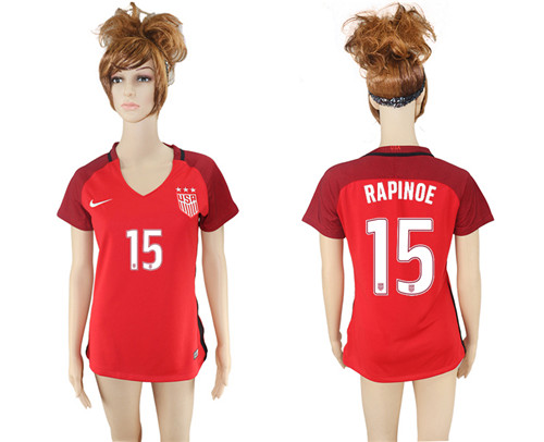 2017 18 USA 15 RAPINOE Away Women Soccer Jersey