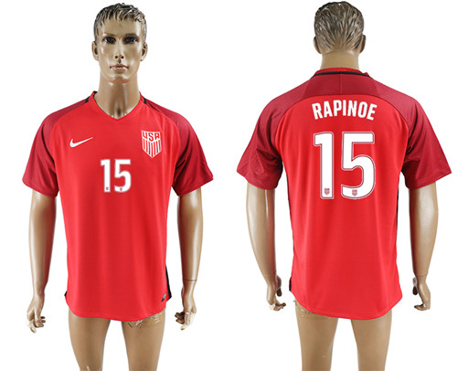 2017 18 USA 15 RAPINOE Home Thailand Soccer Jersey