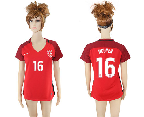 2017 18 USA 16 NGUYEN Away Women Soccer Jersey