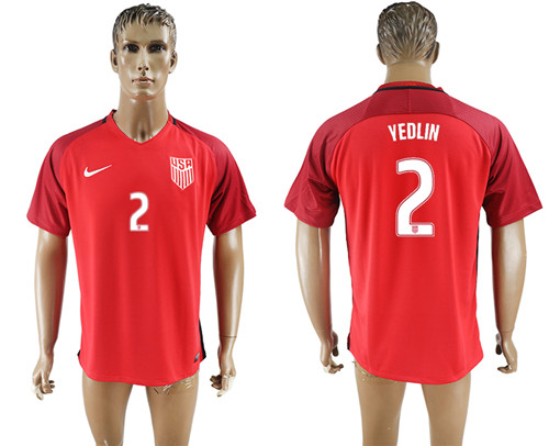 2017 18 USA 2 YEDLIN Home Thailand Soccer Jersey