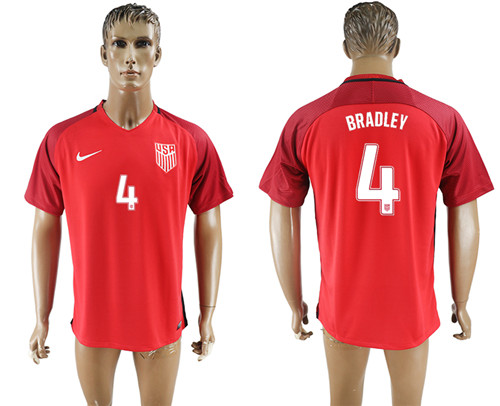 2017 18 USA 4 BRADLEY Home Thailand Soccer Jersey