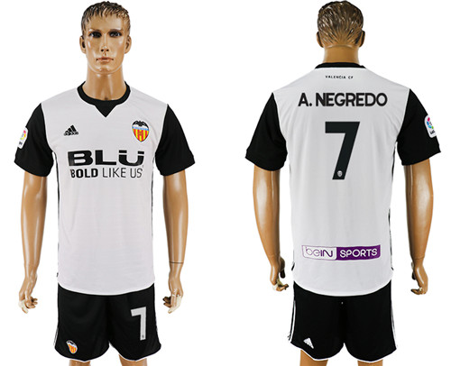 2017 18 Valencia CF 7 A.NEGREDO Home Soccer Jersey