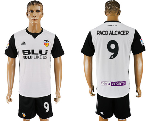 2017 18 Valencia CF 9 PACO ALCACER Home Soccer Jersey