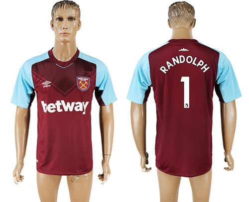 2017 18 West Ham United 1 RANDOLPH Home Thailand Soccer Jersey