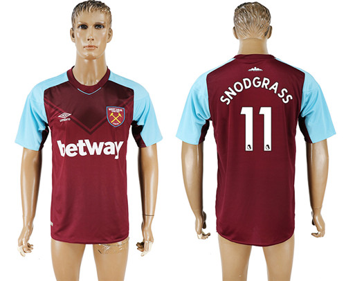 2017 18 West Ham United 11 SNODGRASS Home Thailand Soccer Jersey