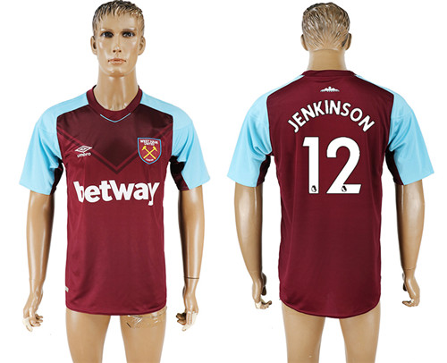 2017 18 West Ham United 12 JENKINSON Home Thailand Soccer Jersey