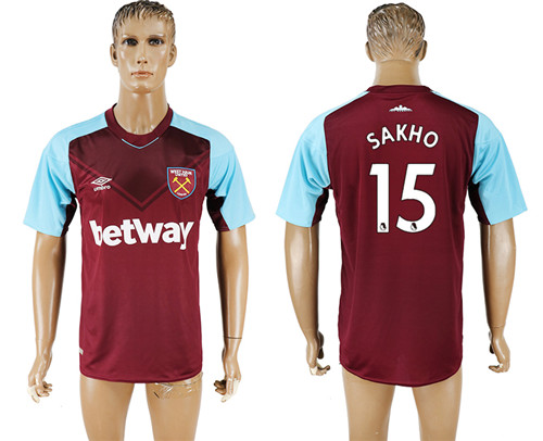 2017 18 West Ham United 15 SAKHO Home Thailand Soccer Jersey