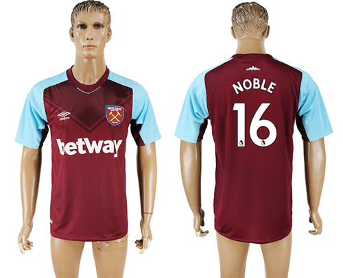 2017 18 West Ham United 16 NOBLE Home Thailand Soccer Jersey