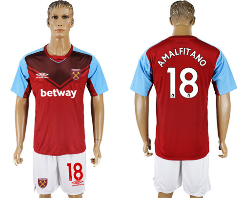 2017 18 West Ham United 18 AMALFITANO Home Soccer Jersey