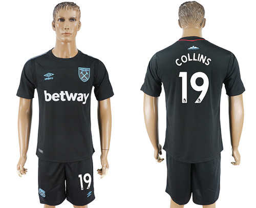 2017 18 West Ham United 19 COLLINS Away Soccer Jersey
