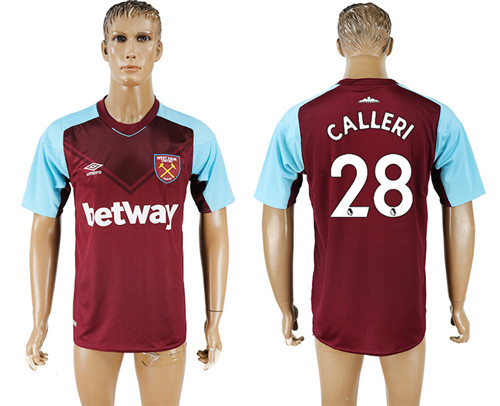 2017 18 West Ham United 28 CALLERI Home Thailand Soccer Jersey