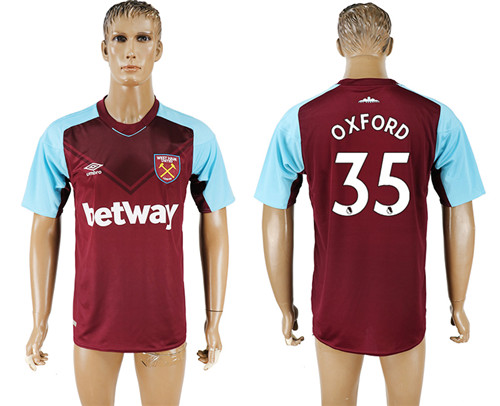 2017 18 West Ham United 35 OXFORD Home Thailand Soccer Jersey