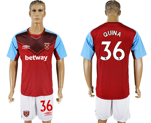 2017 18 West Ham United 36 QUINA Home Soccer Jersey