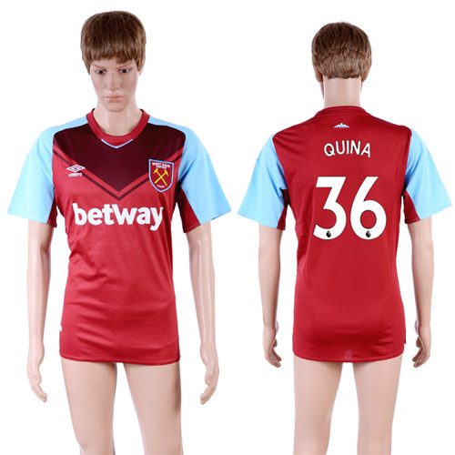 2017 18 West Ham United 36 QUINA Home Thailand Soccer Jersey