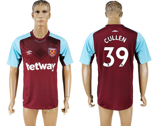 2017 18 West Ham United 39 CULLEN Home Thailand Soccer Jersey