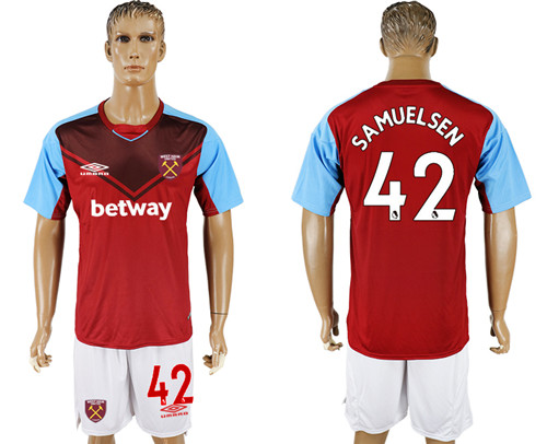 2017 18 West Ham United 42 SAMUELSEN Home Soccer Jersey