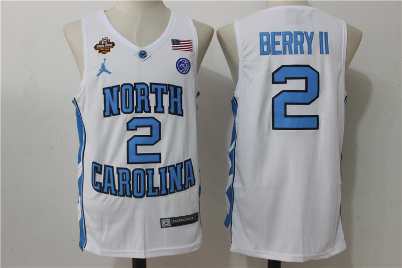 2017 NCAA Champions Patch North Carolina 2 Joel Berry II White Basketball Stitched NCAA Champions Jersey