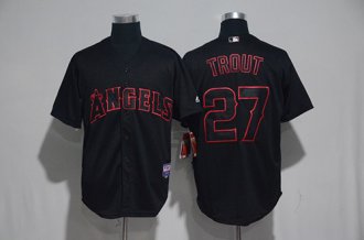 2017 New Los Angeles Angels Mens Jerseys 27 Mike Trout Black Cool Base Baseball Jersey