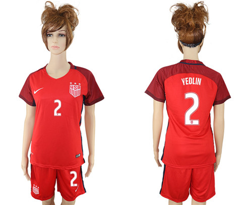 2017 USA 2 YEDLIN Women Away Soccer Jersey
