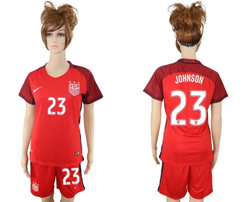 2017 USA 23 JOHNSON Women Away Soccer Jersey
